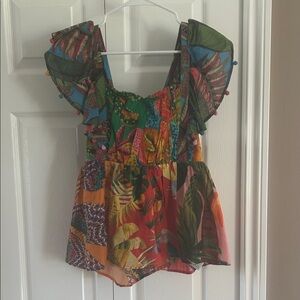 FARM Rio Multicolor Tropical Print Top